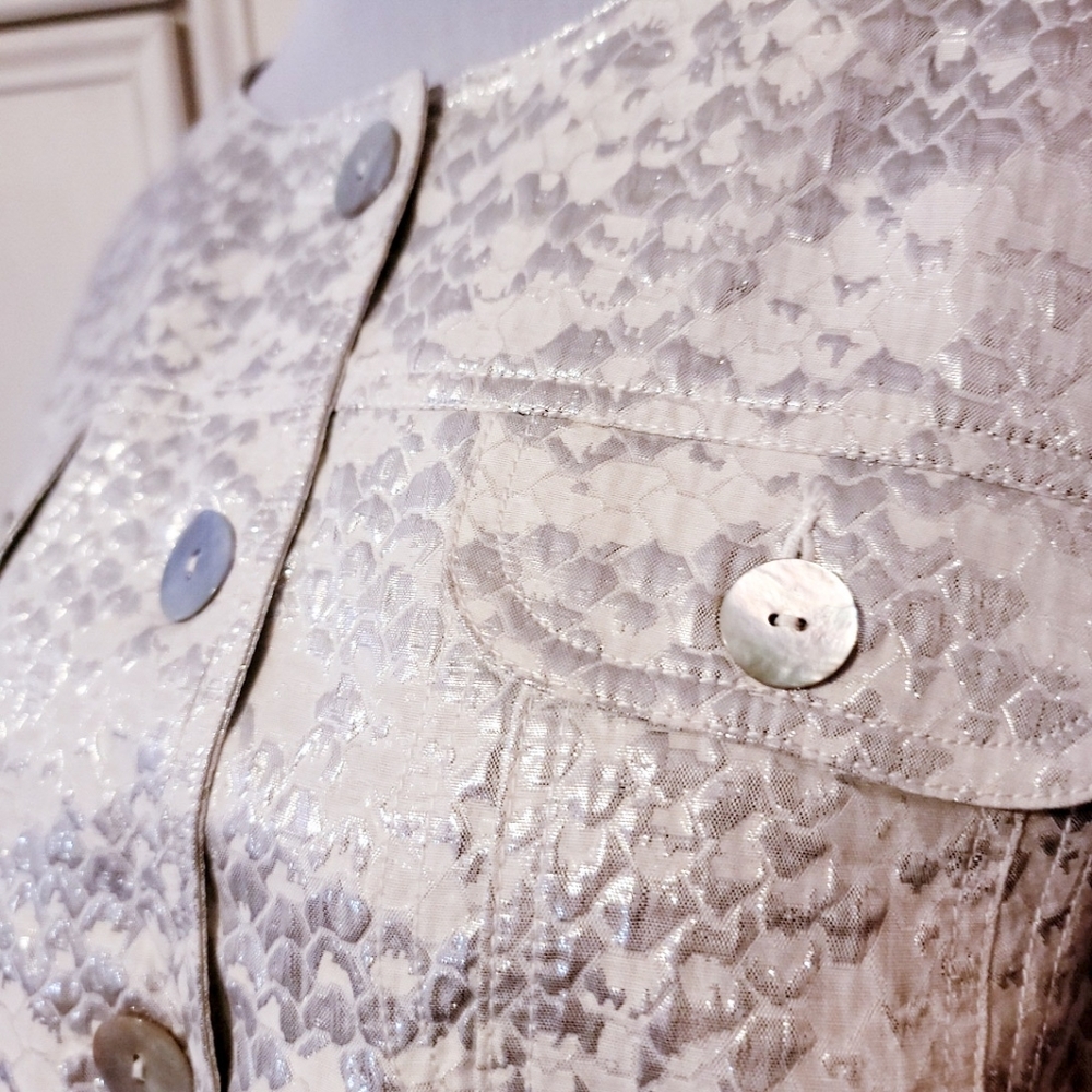 Ruby Rd White & Silver Button Up Top - Picture 4 of 5